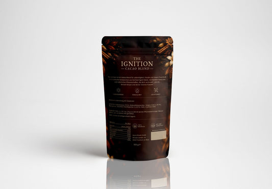 Rückseite der The Ignition Verpackung mit Zutaten, Nährwerten und Zubereitung